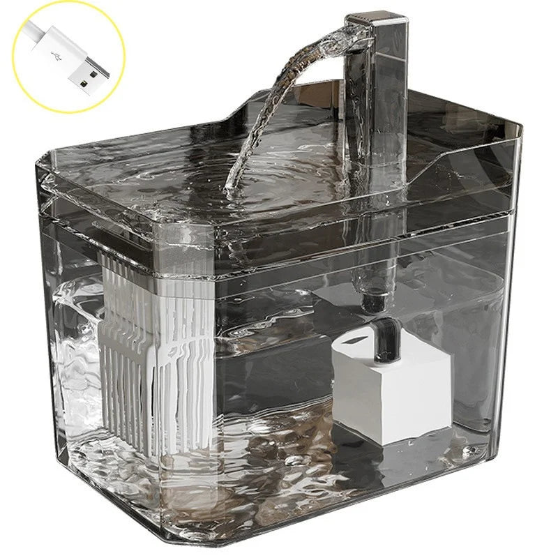 Pet water fountain shown in a home kitchen setting