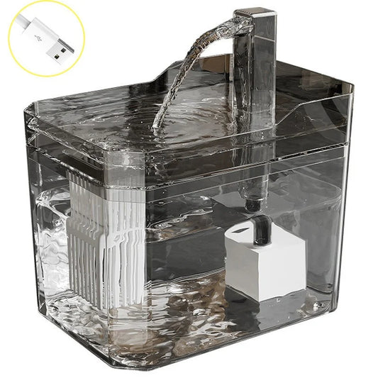 Pet water fountain shown in a home kitchen setting