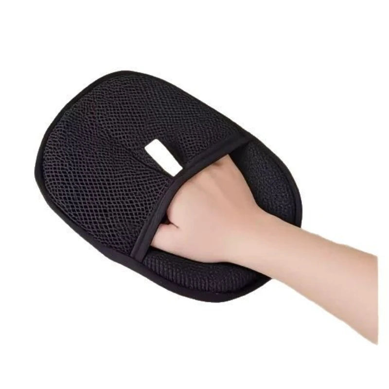 Hair removal glove shown from multiple angles