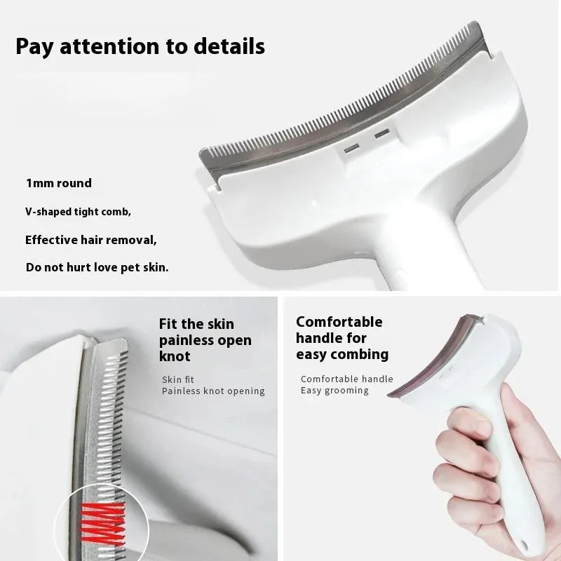 Deshedding brush being used on a long-haired cat