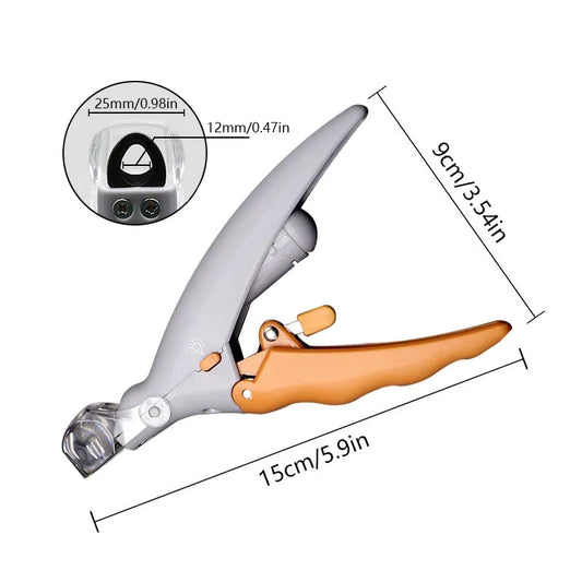 LED pet nail clipper shown from multiple angles