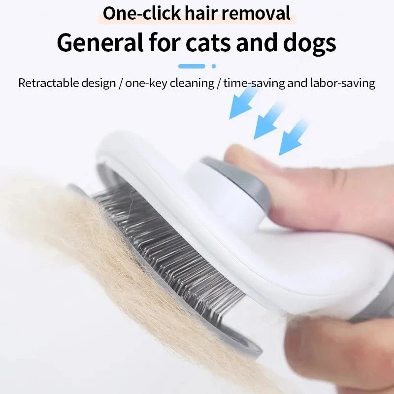 Self-cleaning grooming brush bristles close-up