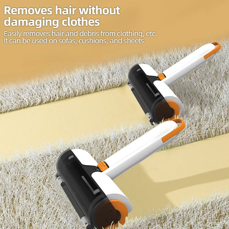 Hair remover roller self-cleaning collection chamber
