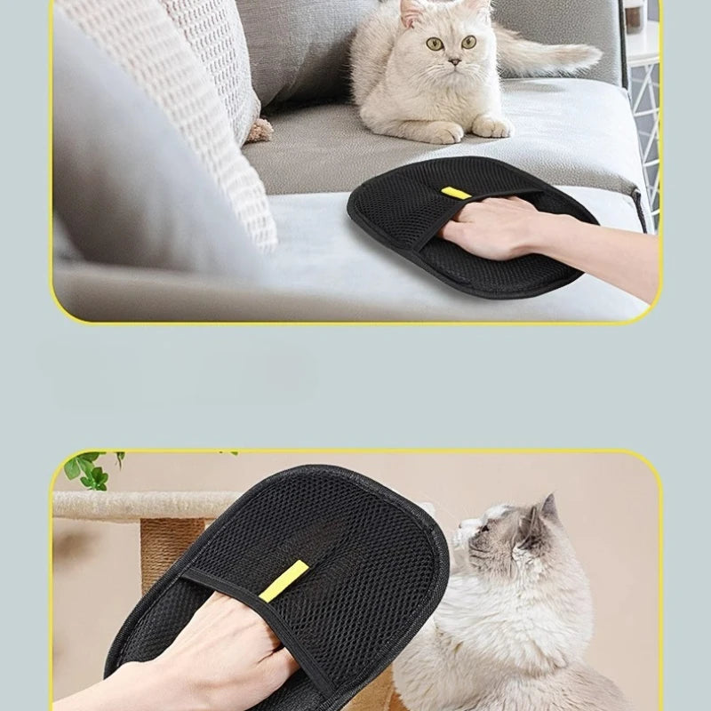 Hair removal glove being rinsed clean